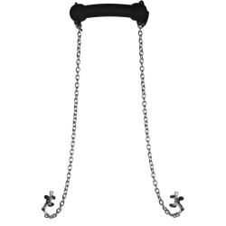 Ouch! Silicone Bâillon avec Pinces Tétons Nipple Gag Noir